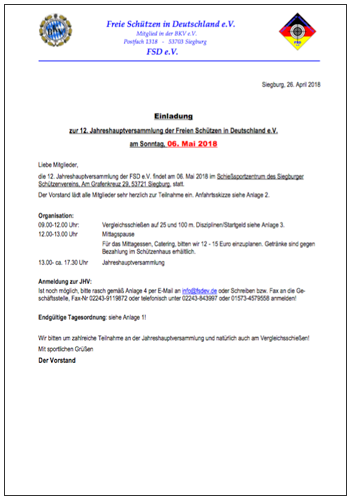 Einladung und Tagesordnung JHV 2018
